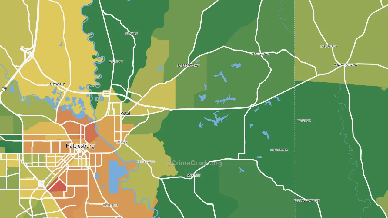 Petal, MS Map of Murder Rates