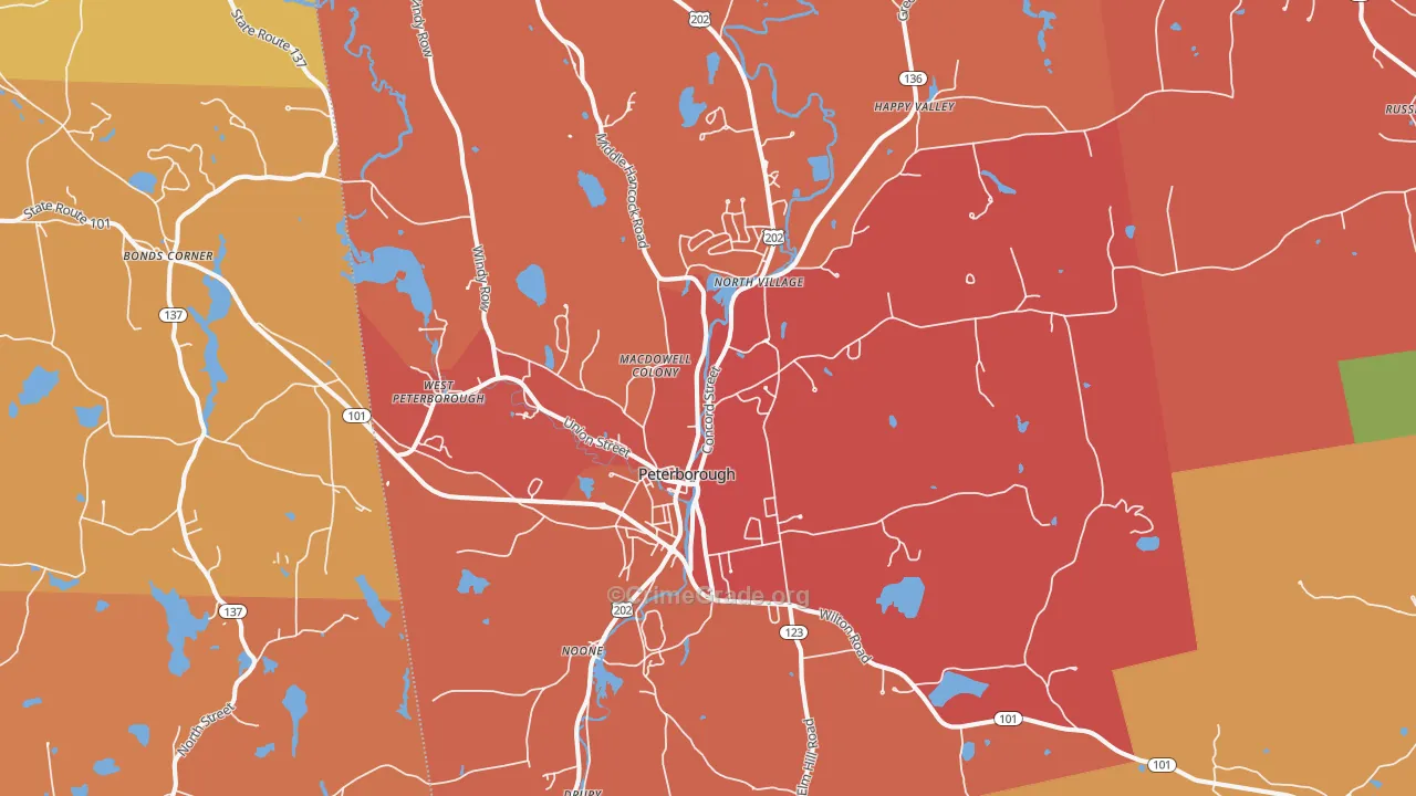 Peterborough, NH Map of Murder Rates
