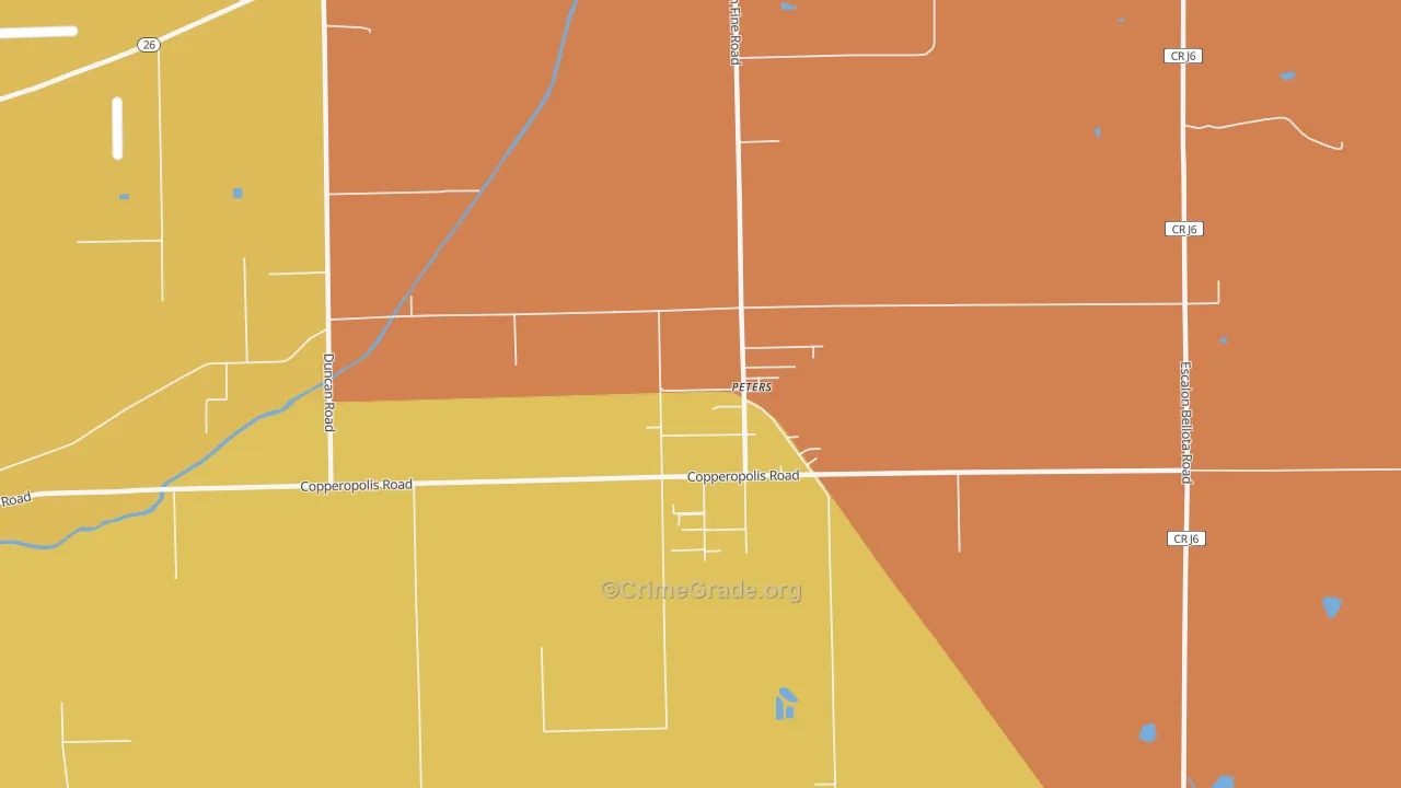 Peters, CA Map of Murder Rates