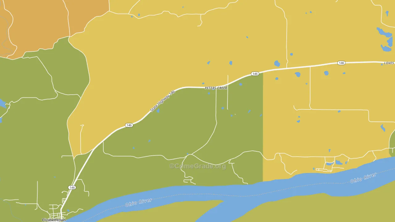 Peters Creek, IL Map of Murder Rates
