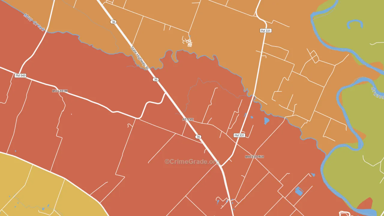 Peters, TX Map of Murder Rates