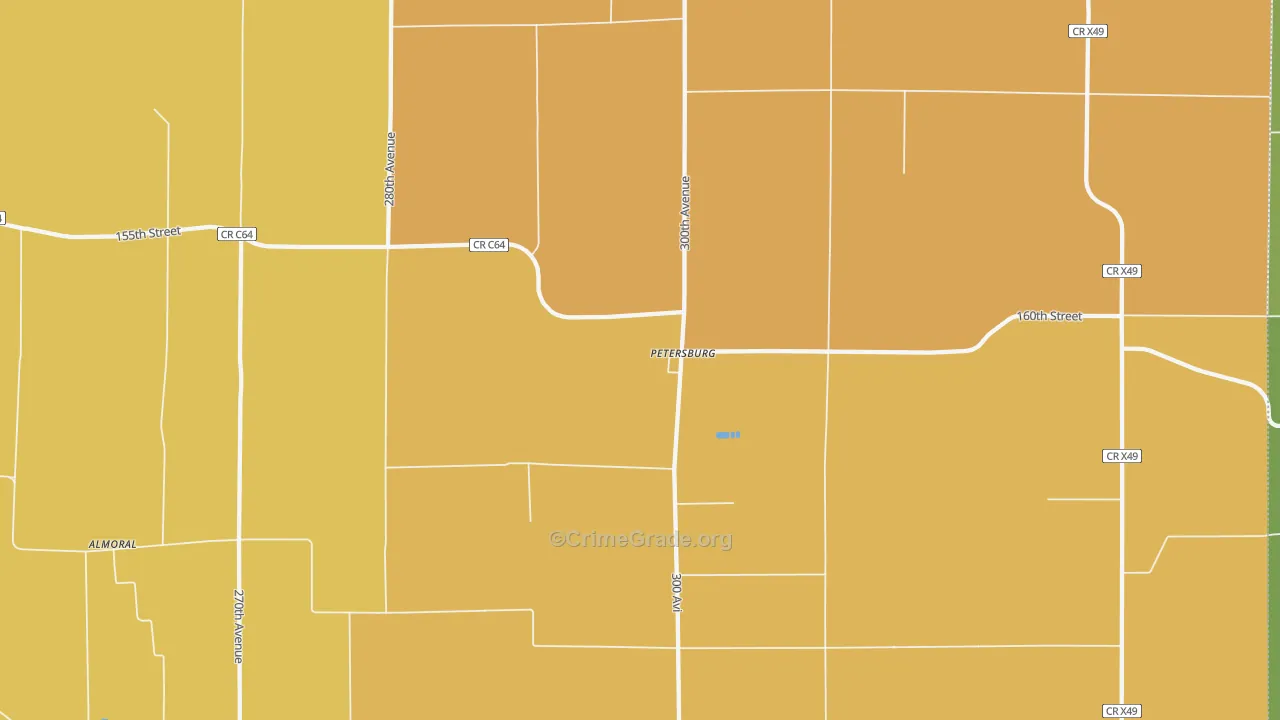 Petersburg, IA Map of Murder Rates