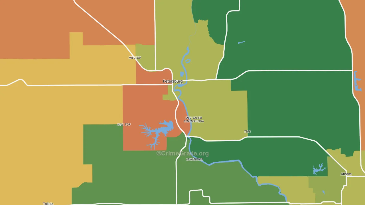 Petersburg, IL Map of Murder Rates