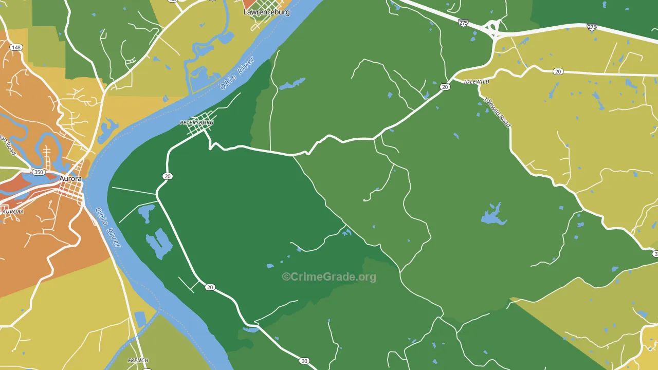 Petersburg, KY Map of Murder Rates