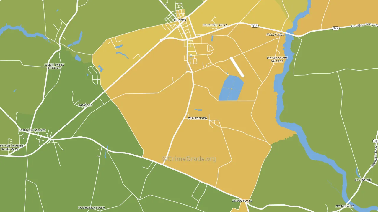 Petersburg, MD Map of Murder Rates