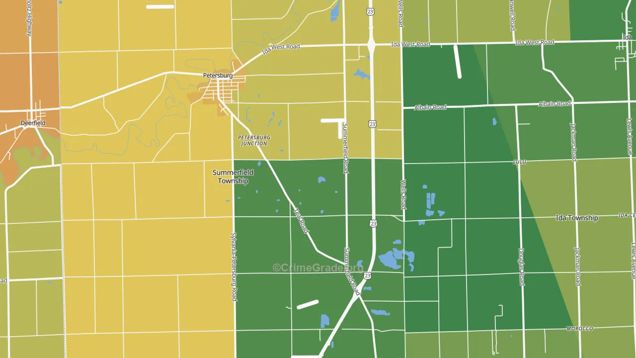 Petersburg, MI Map of Murder Rates
