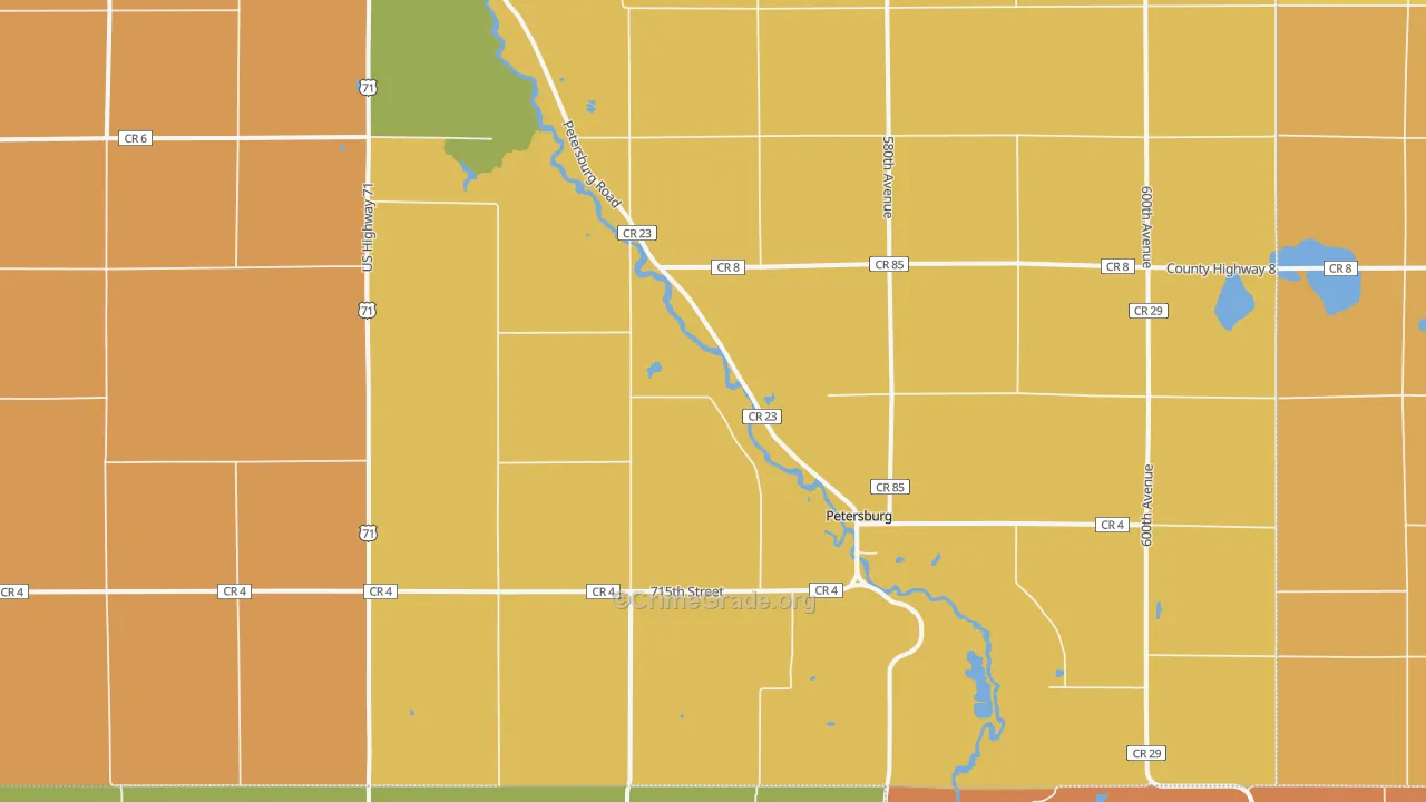 Petersburg, MN Map of Murder Rates