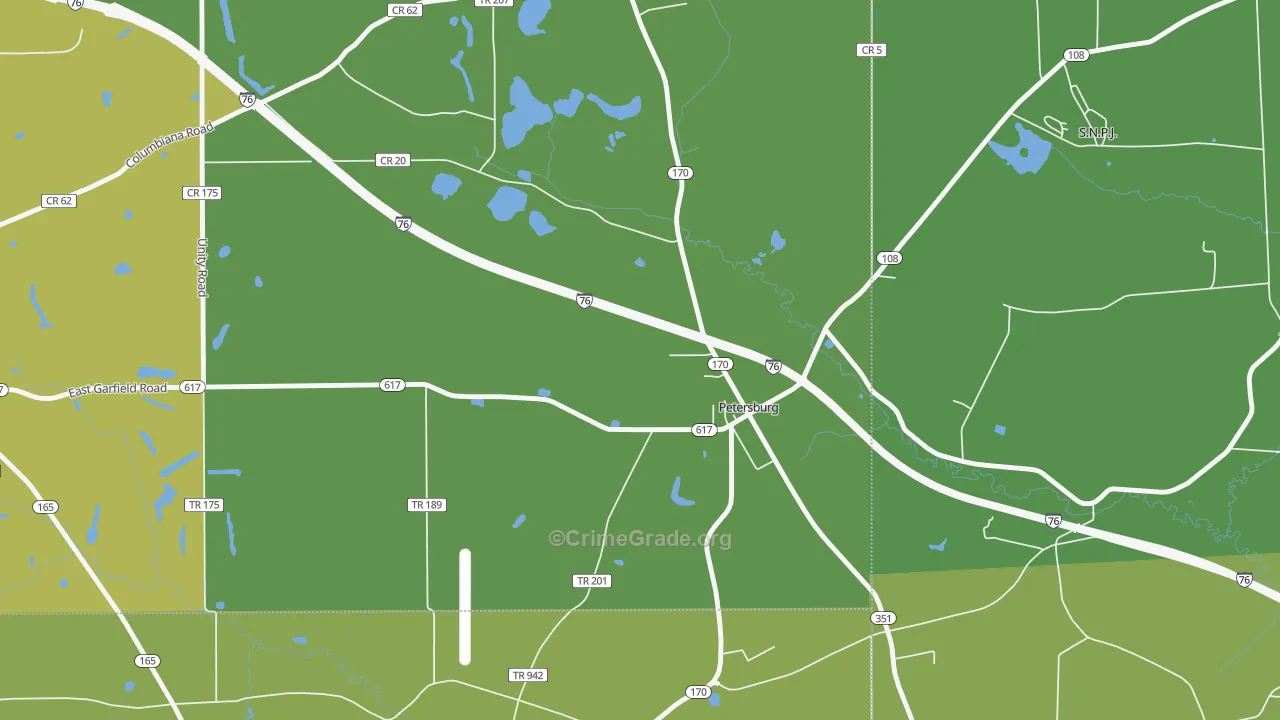 Petersburg, OH Map of Murder Rates