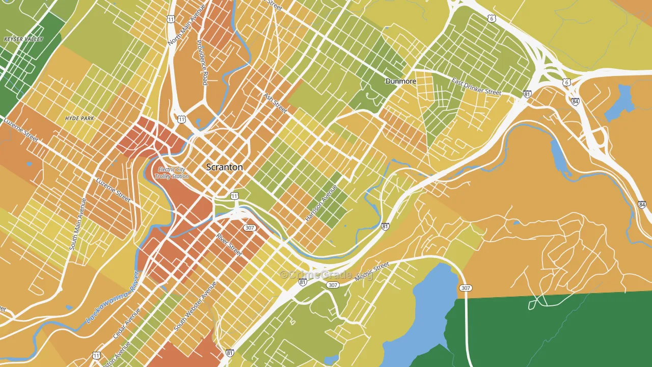 Petersburg, Scranton, PA Map of Murder Rates