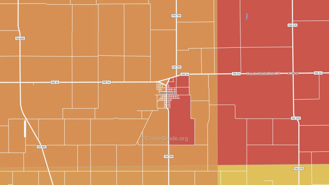 Petersburg, TX Map of Murder Rates
