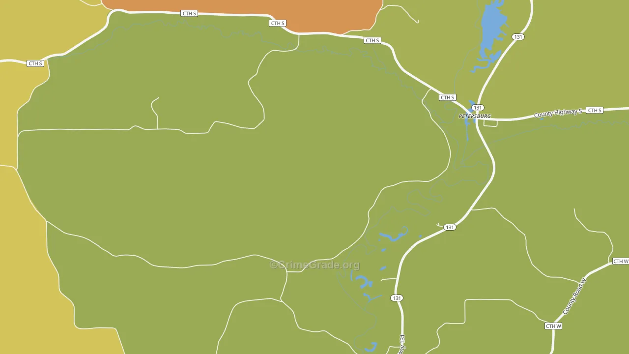 Petersburg, WI Map of Murder Rates