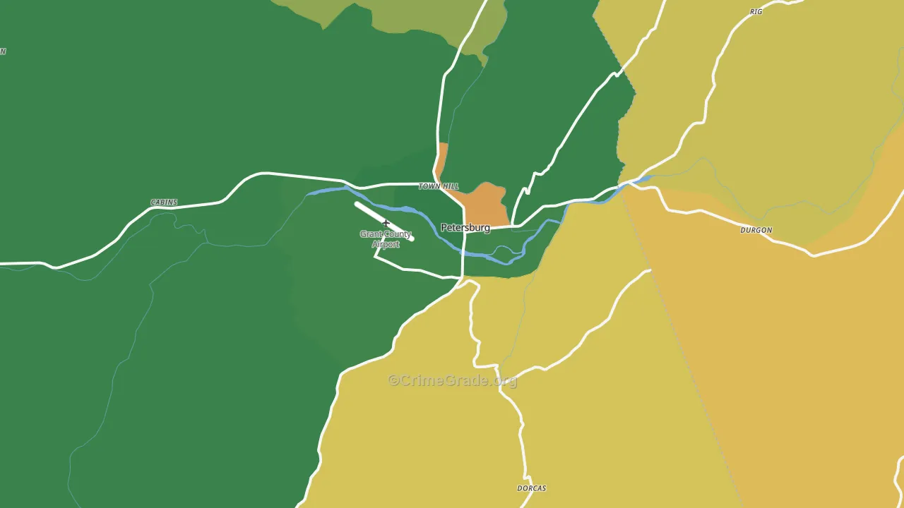 Petersburg, WV Map of Murder Rates