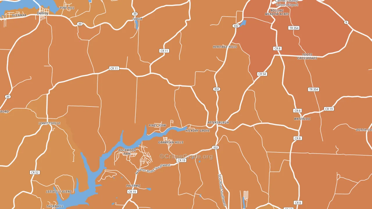 Petersburgh, OH Map of Murder Rates