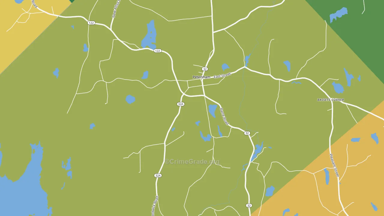 Petersham, MA Map of Murder Rates