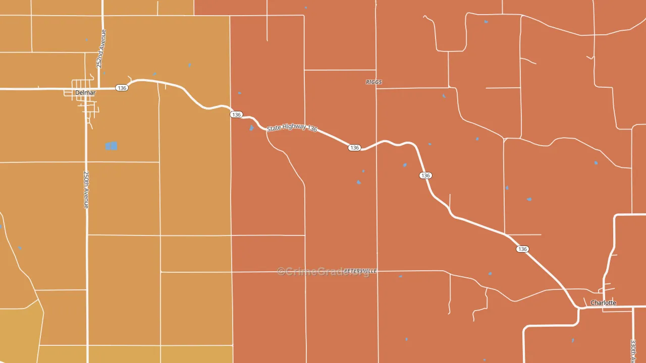 Petersville, IA Map of Murder Rates