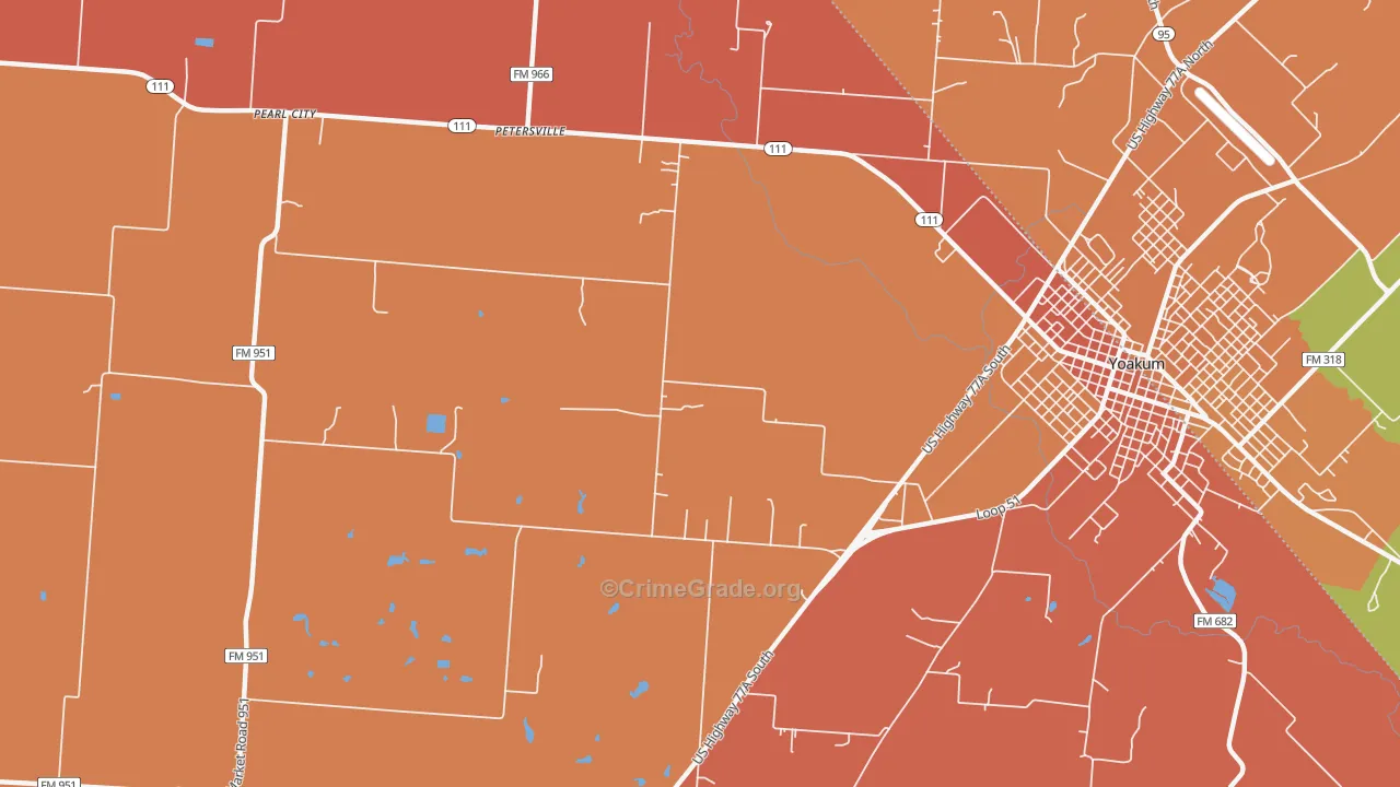 Petersville, TX Map of Murder Rates