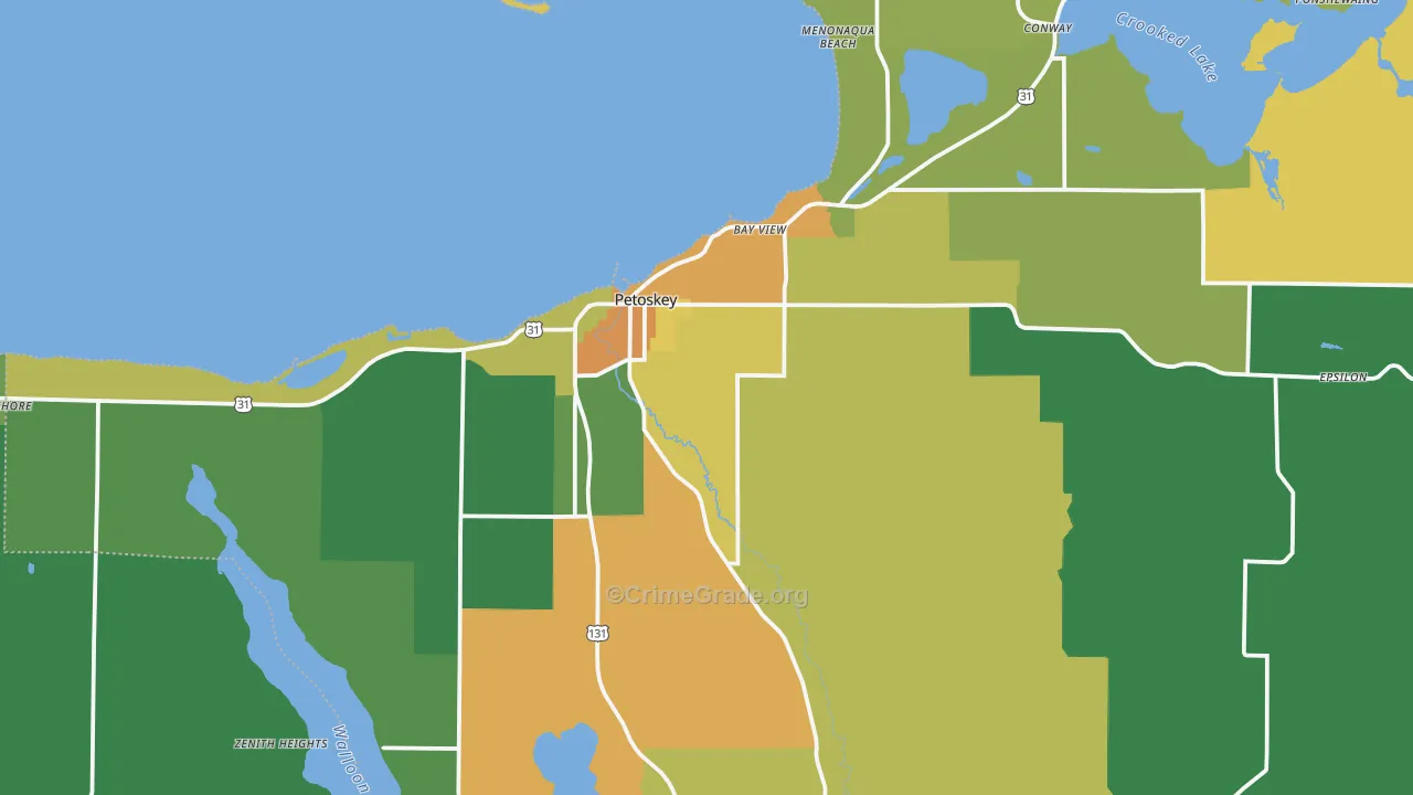 Petoskey, MI Map of Murder Rates