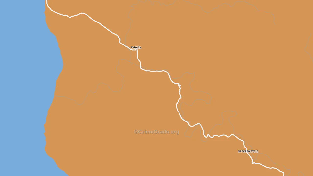Petrolia, CA Map of Murder Rates
