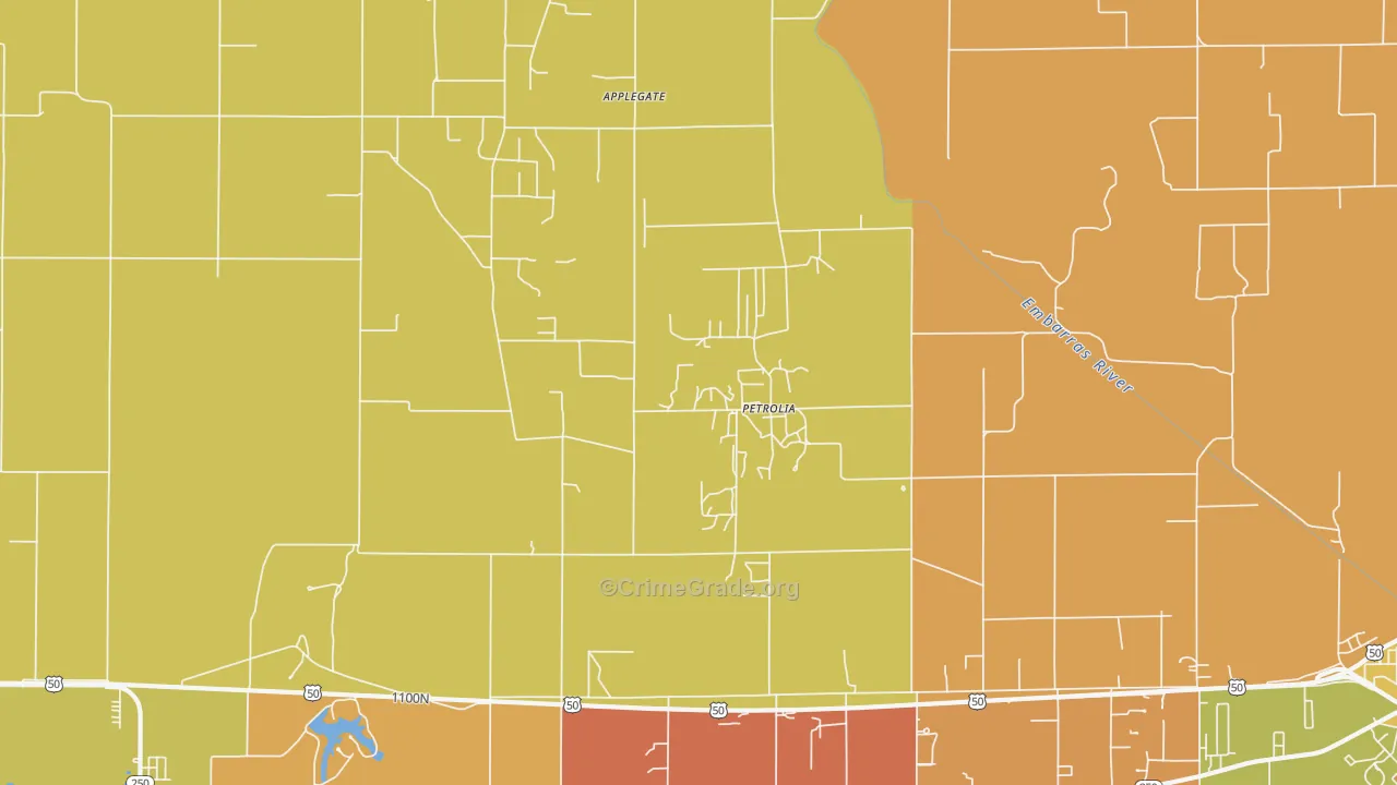 Petrolia, IL Map of Murder Rates