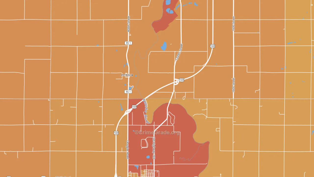 Petrolia, KS Map of Murder Rates