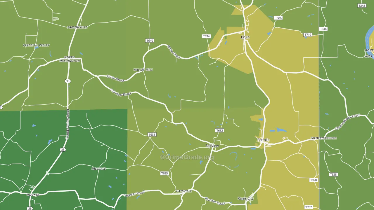 Petrolia, PA Map of Murder Rates