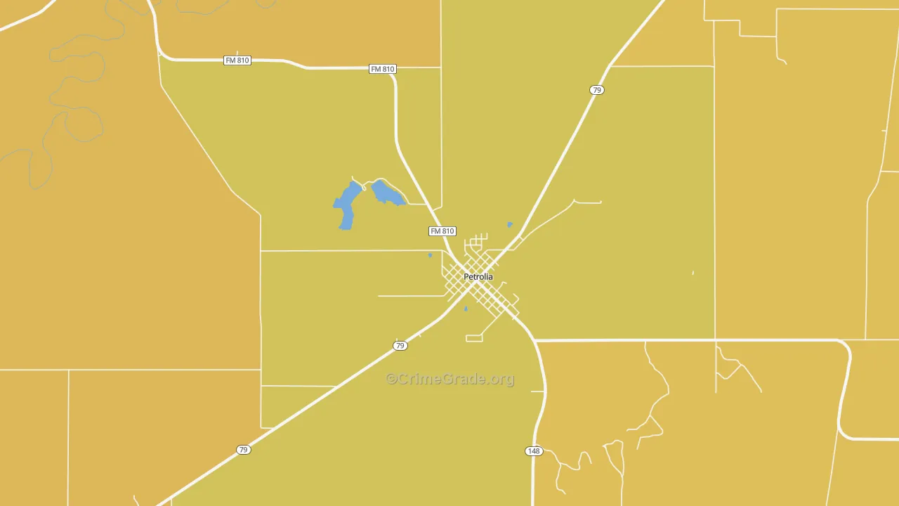 Petrolia, TX Map of Murder Rates