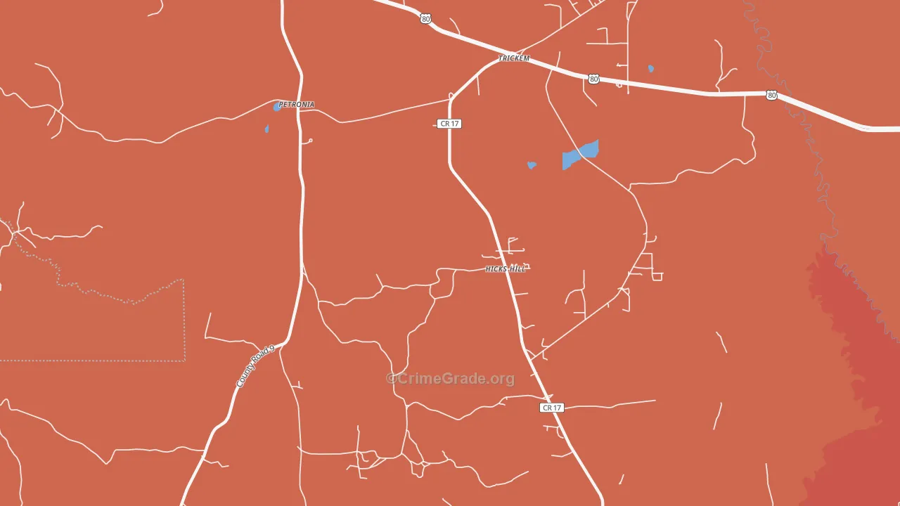 Petronia, AL Map of Murder Rates