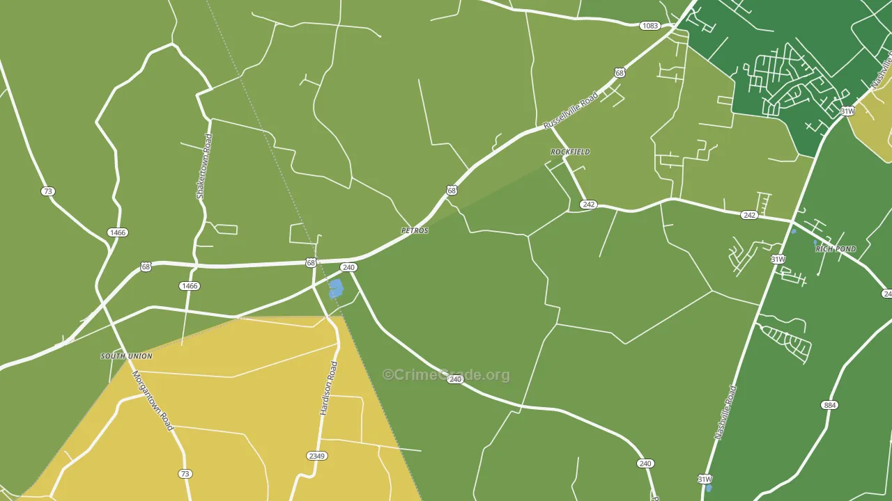 Petros, KY Map of Murder Rates