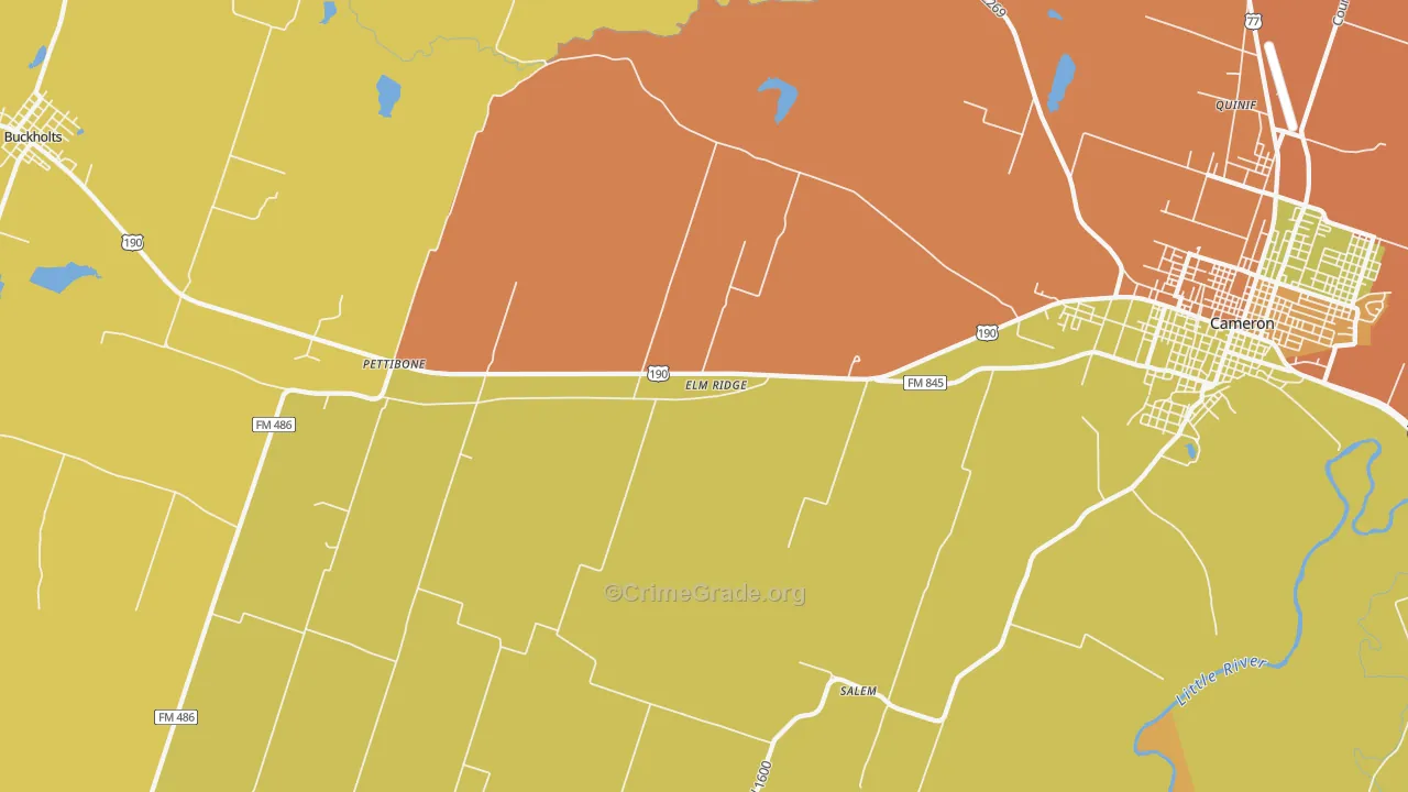 Pettibone, TX Map of Murder Rates