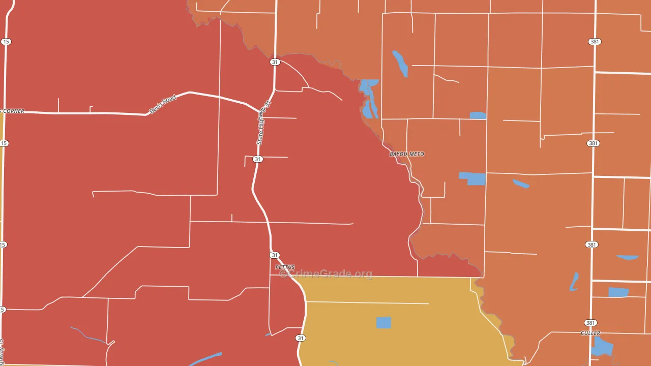 Pettus, AR Map of Murder Rates