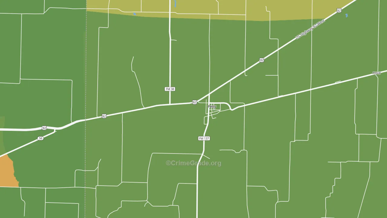 Petty, TX Map of Murder Rates