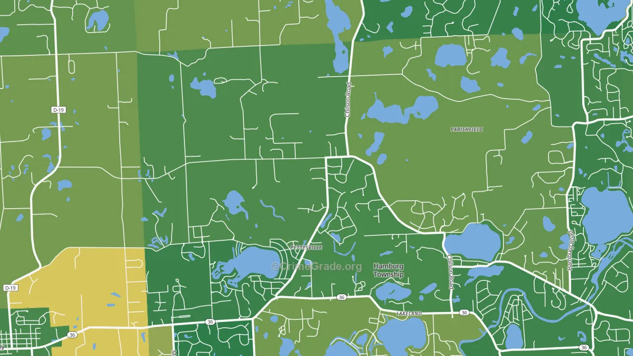 Pettysville, MI Map of Murder Rates