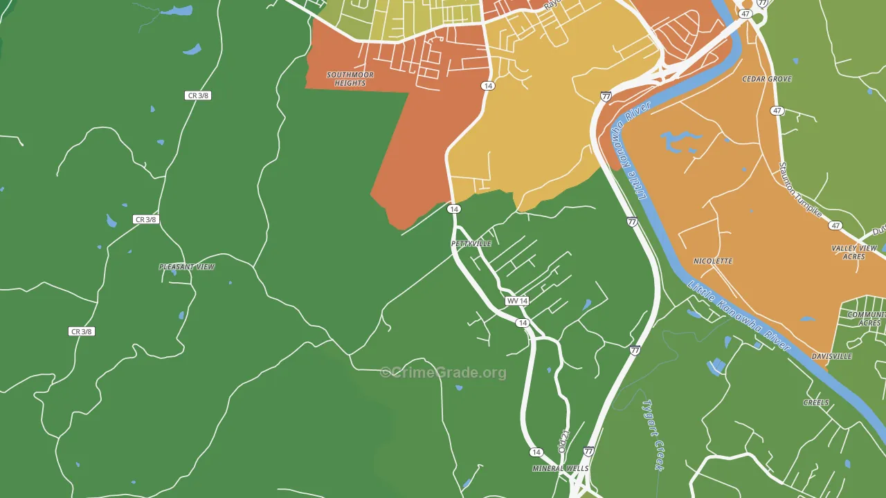 Pettyville, WV Map of Murder Rates