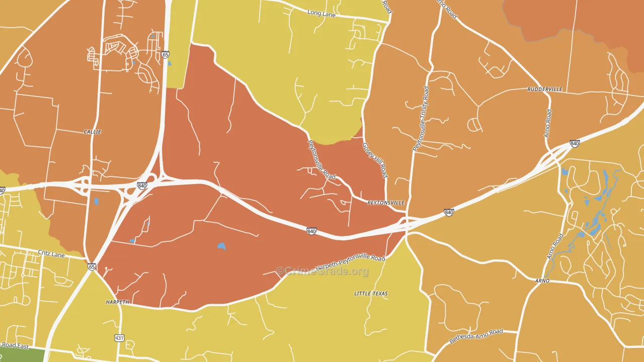 Peytonsville, TN Map of Murder Rates