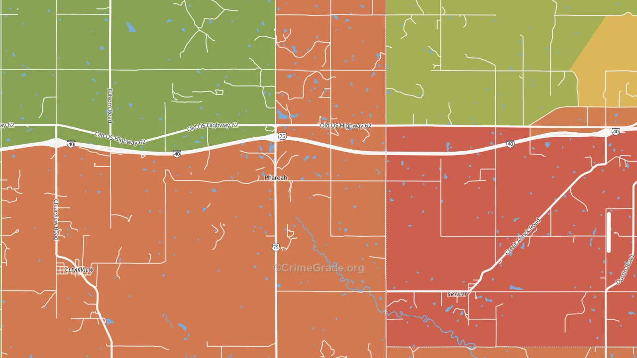 Pharoah, OK Map of Murder Rates