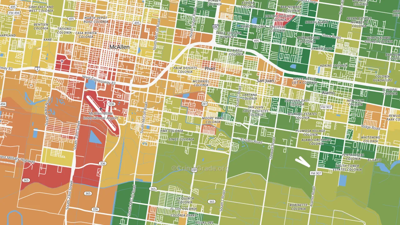 Pharr, TX Map of Murder Rates