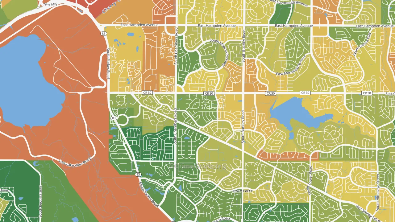 Pheasant Run, Aurora, CO Map of Murder Rates