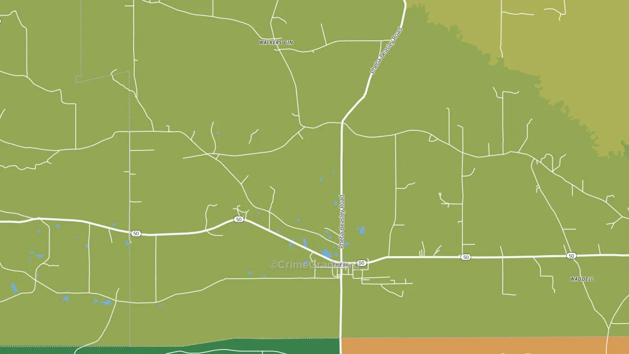 Pheba, MS Map of Murder Rates