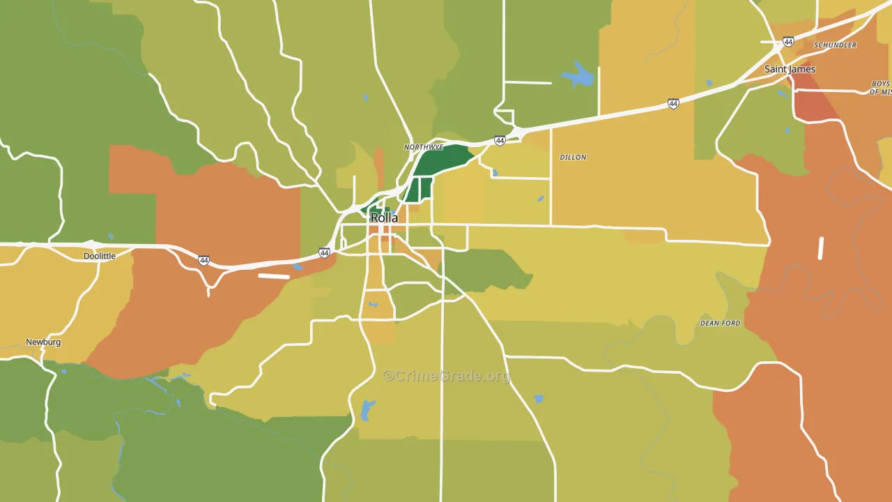 Phelps County, MO Map of Murder Rates