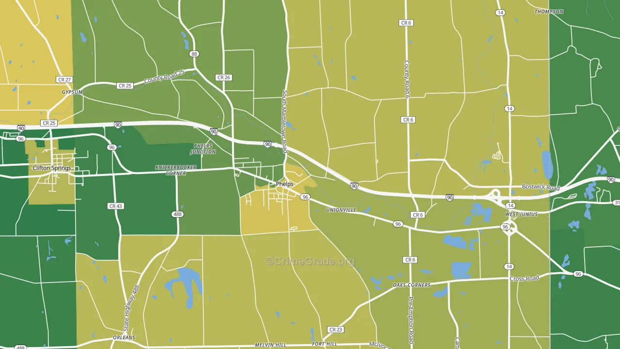 Phelps, NY Map of Murder Rates