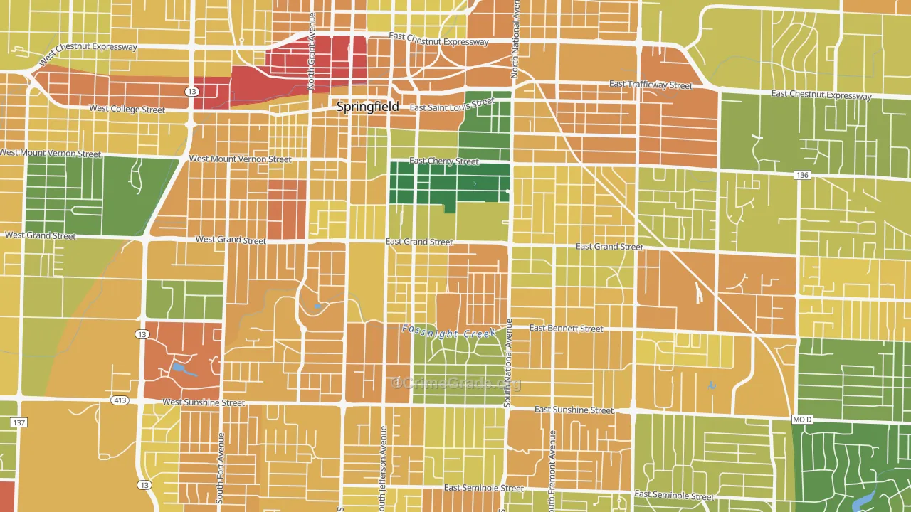 Phelps, Springfield, MO Map of Murder Rates
