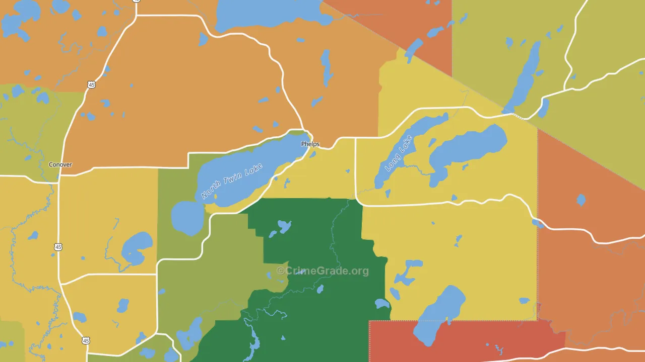 Phelps, WI Map of Murder Rates