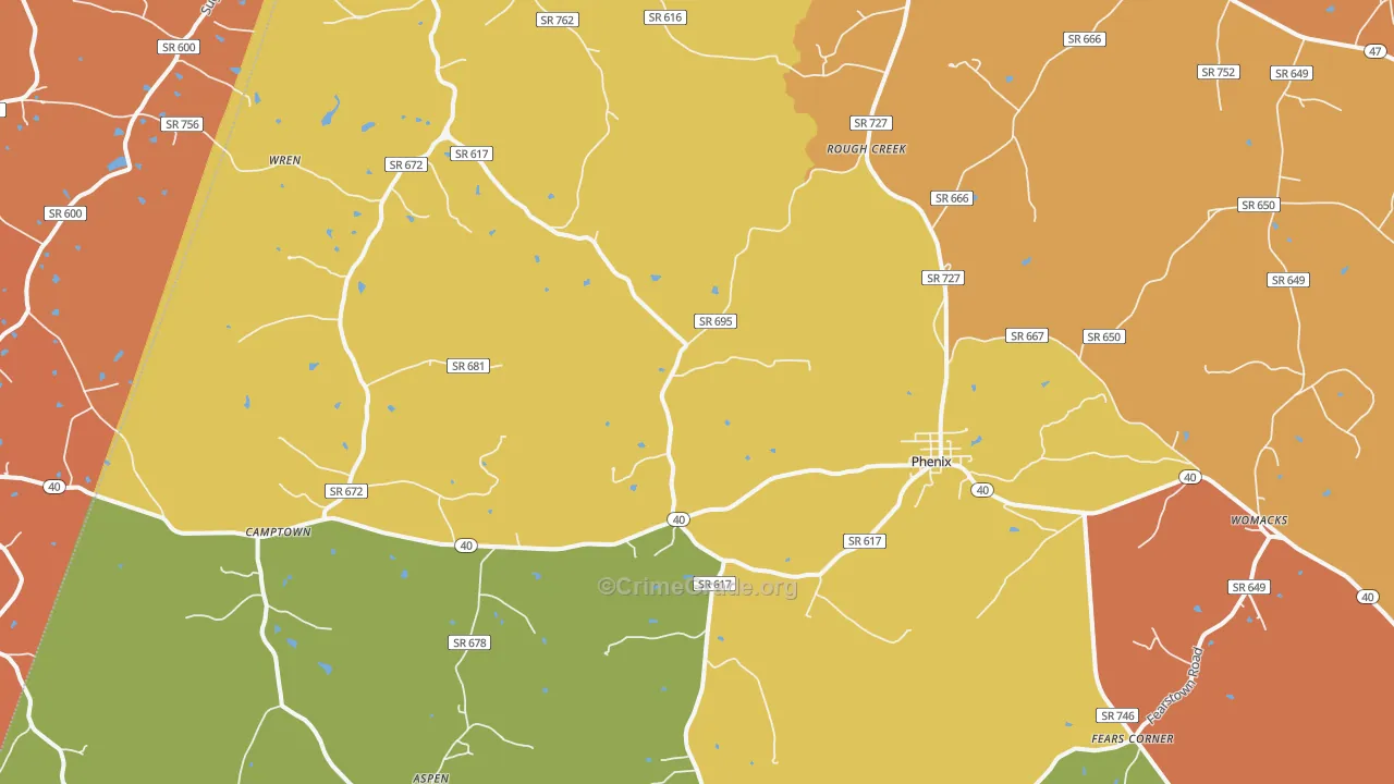 Phenix, VA Map of Murder Rates