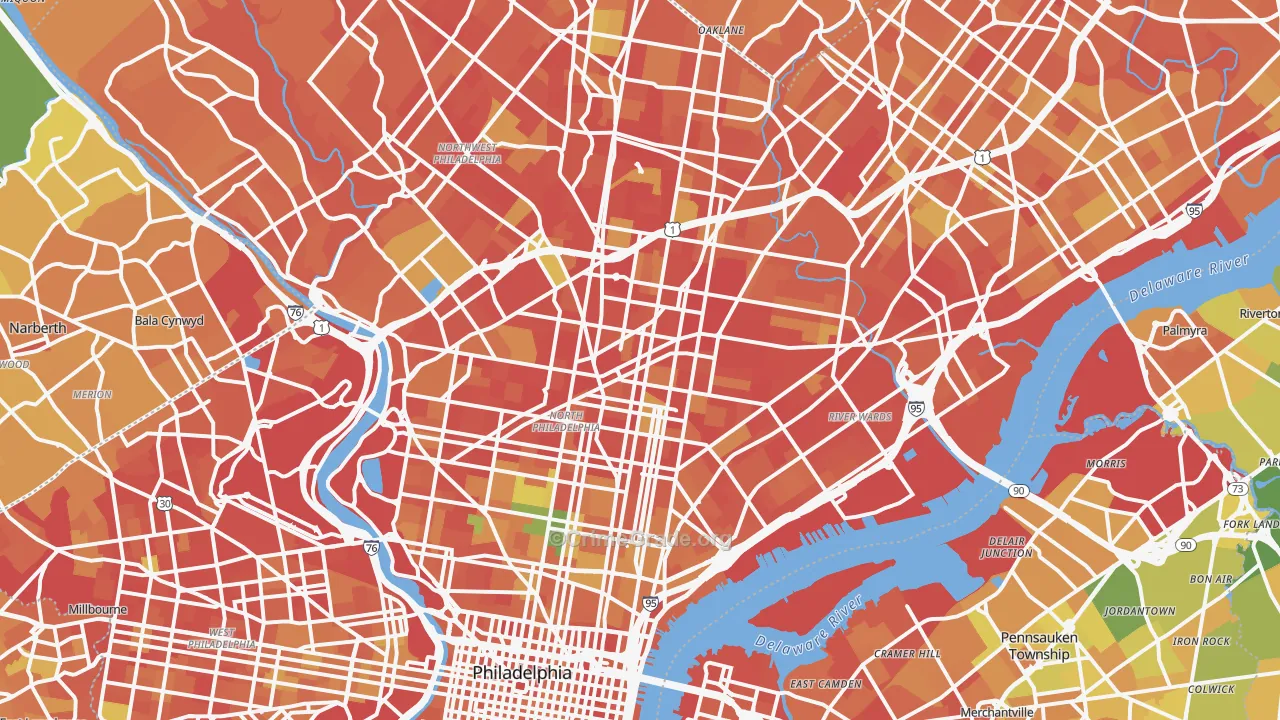 Philadelphia County, PA Map of Murder Rates