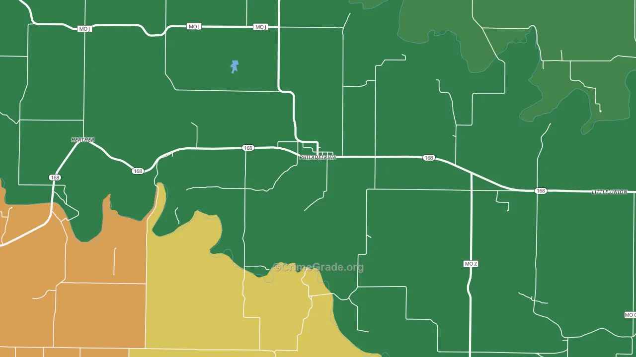Philadelphia, MO Map of Murder Rates
