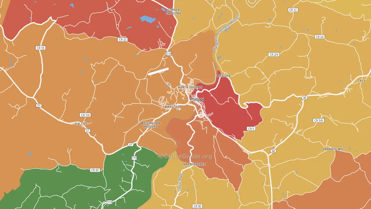 Philippi, WV Map of Murder Rates