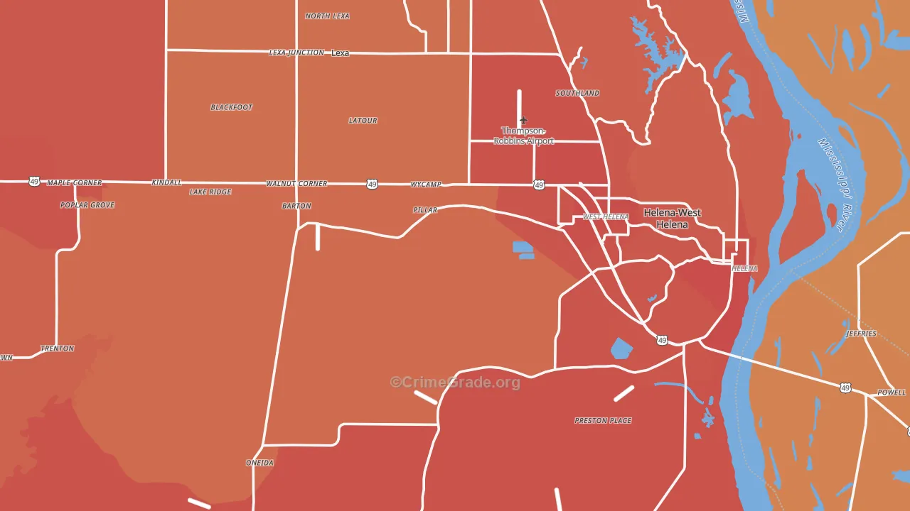 Phillips County, AR Map of Murder Rates