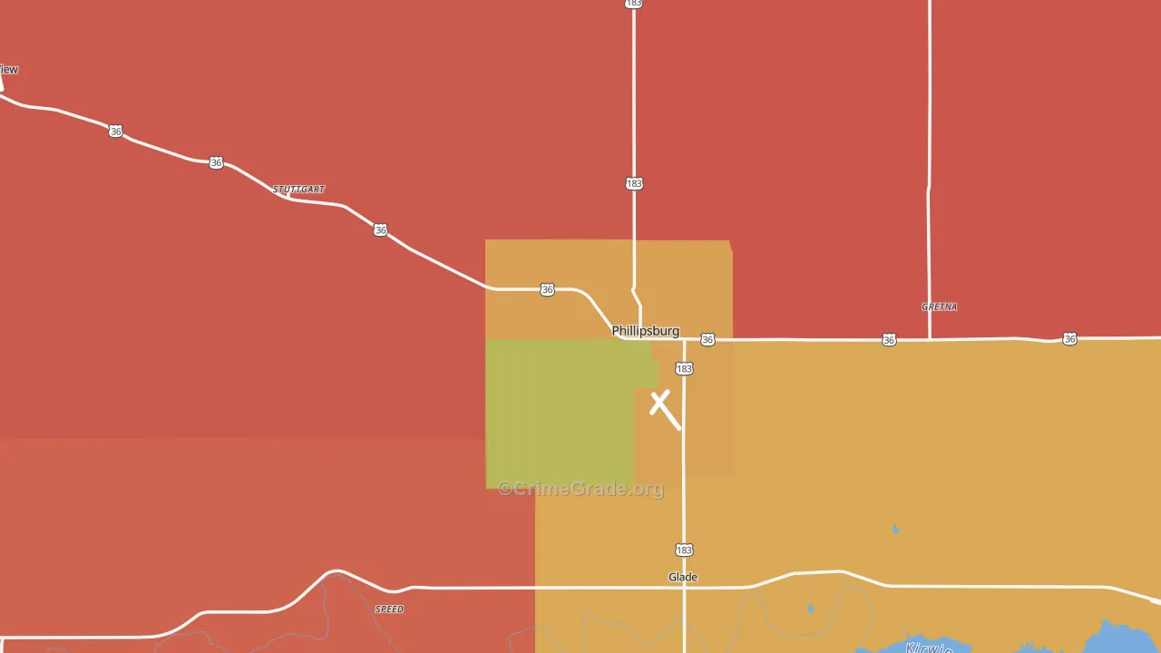Phillips County, KS Map of Murder Rates