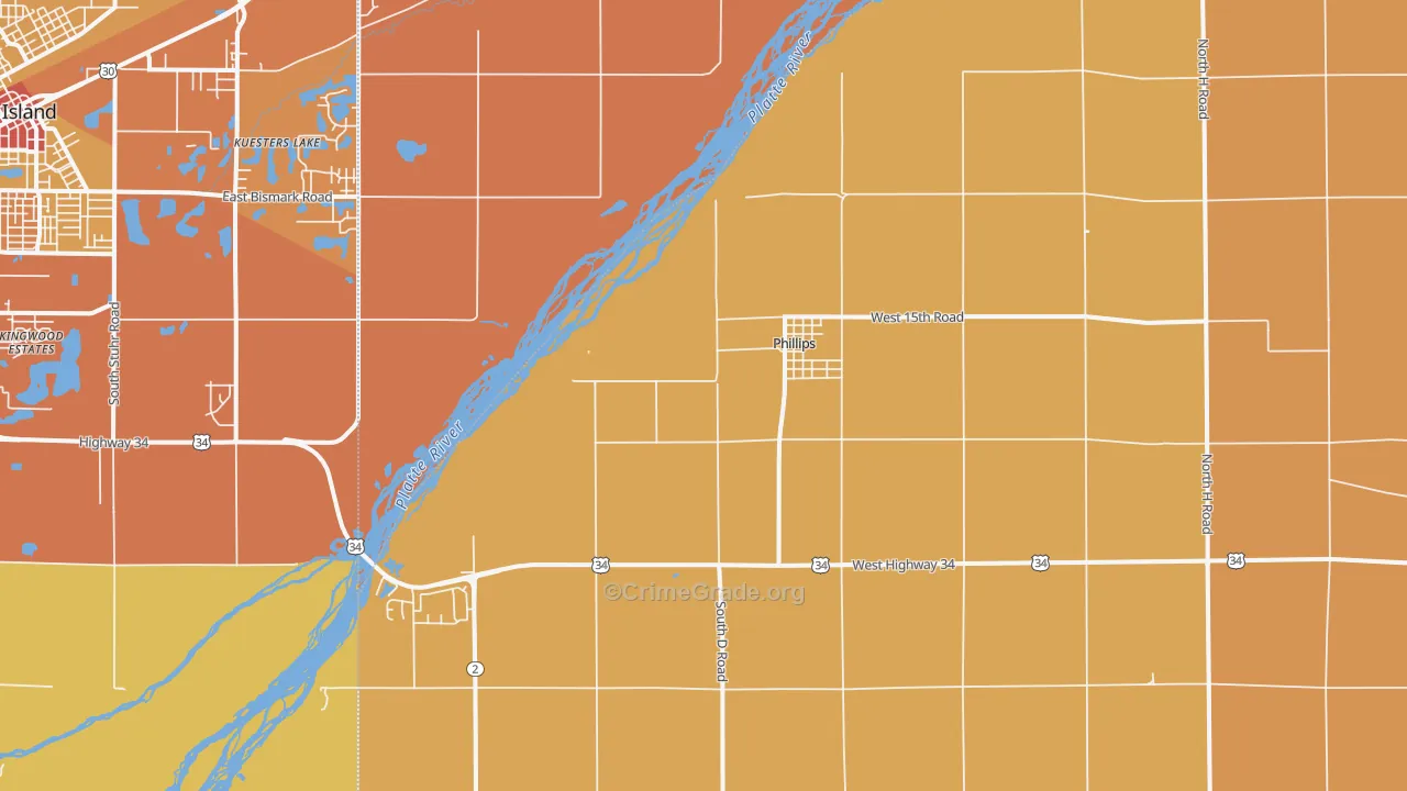 Phillips, NE Map of Murder Rates