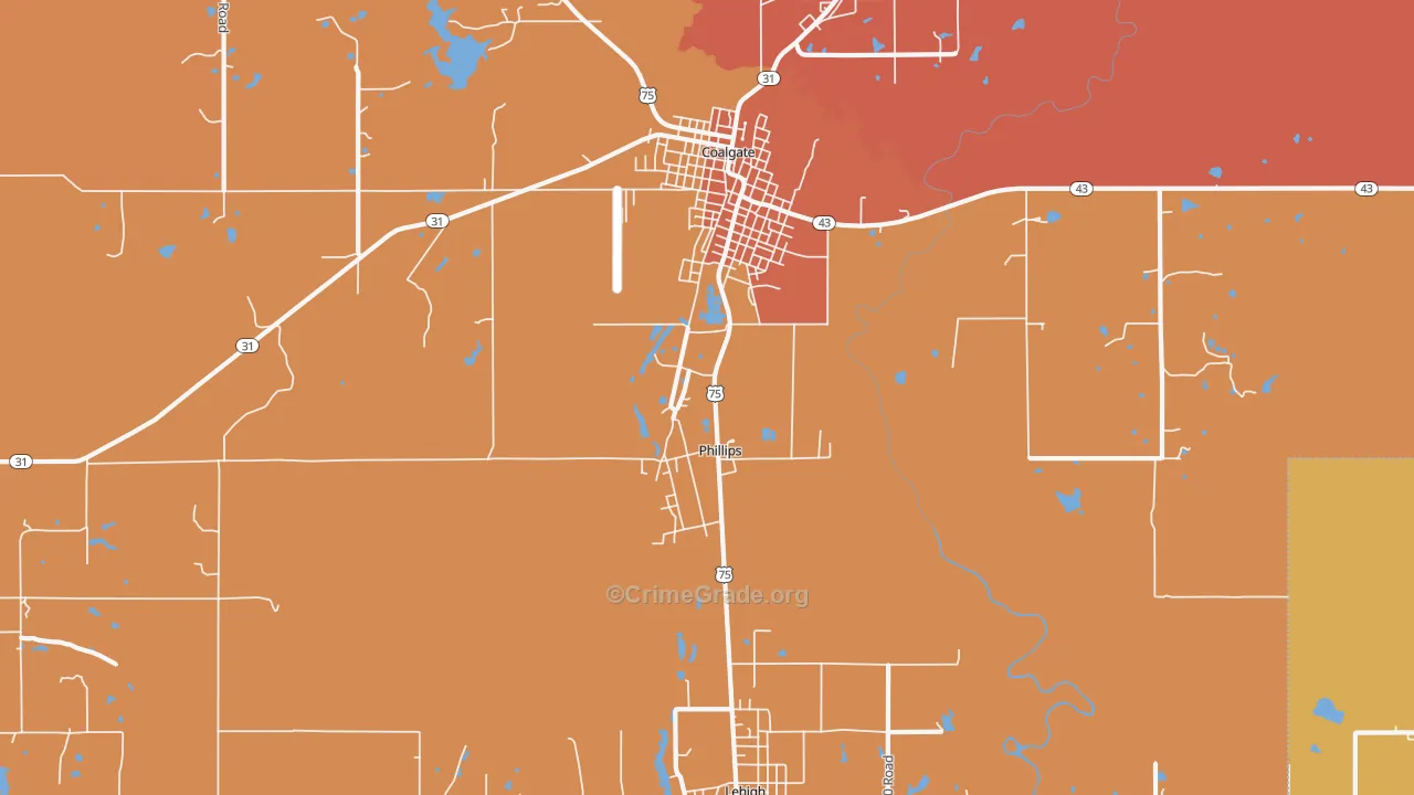 Phillips, OK Map of Murder Rates